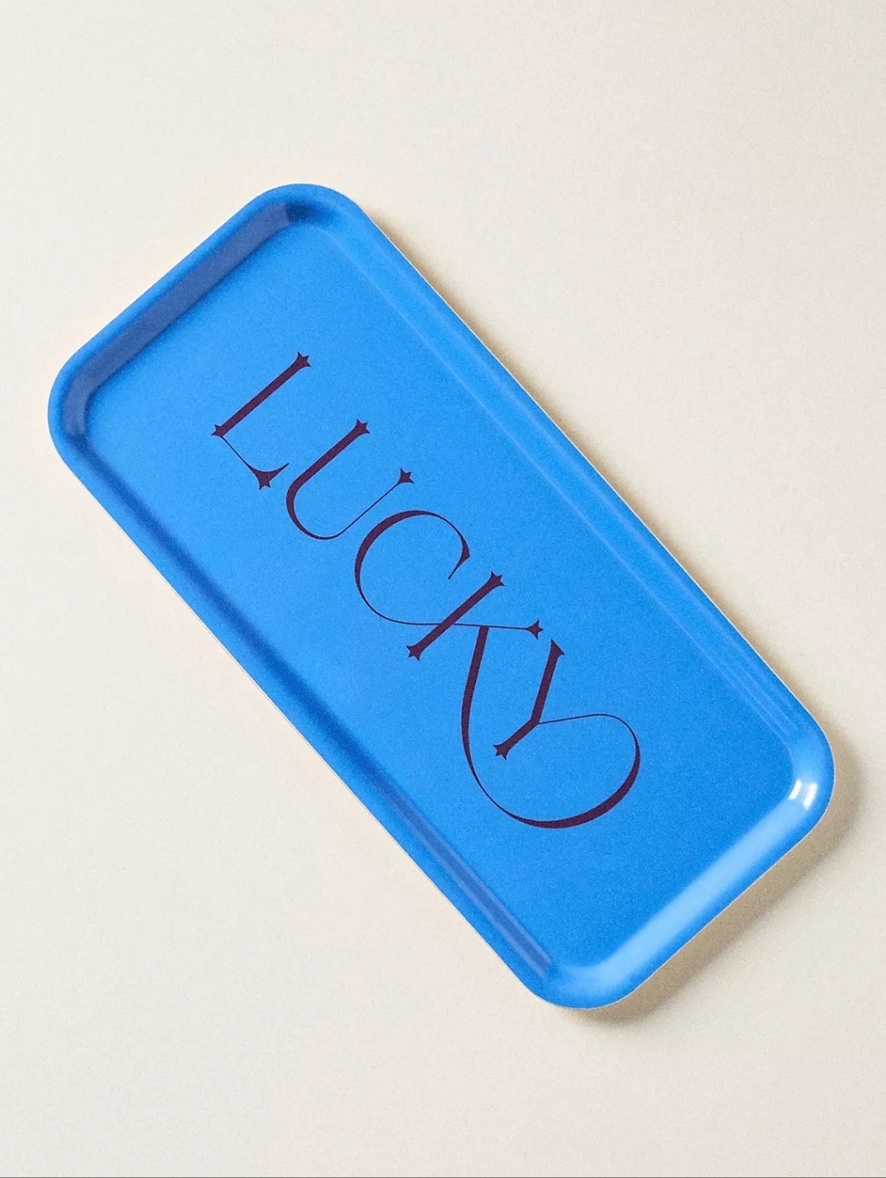 Anthropologie Barrett RM Type Birch Wood Lucky Tray "Lucky"